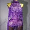body à franges avec strass pour femmes, tenue de danse gogo rave, dj ds, vêtements de scène jazz, clubwear