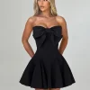 Couleur unie a-ligne robe de soirée femmes Sexy nœud papillon bustier tubulaire Mini robes moulante tempérament été nouvelle dame robes