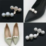 Pince à chaussures pour femmes, 1 pièce, chaussures de mariage, talons hauts, décoration de perles de mariée, grande boucle à breloques en perles