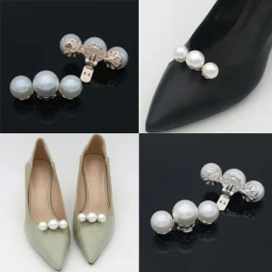 Pince à chaussures pour femmes, 1 pièce, chaussures de mariage, talons hauts, décoration de perles de mariée, grande boucle à breloques en perles