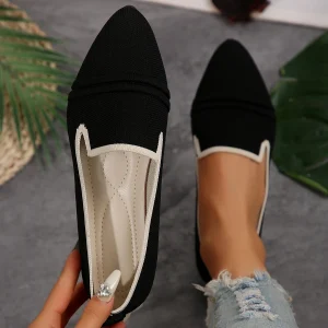 Chaussures plates femmes été nouvelle mode tricoté respirant chaussures simples décontracté confortable pointu plat chaussures pour femmes grande taille Chaussures plates femmes été nouvelle mode tricoté respirant chaussures simples décontracté confortable pointu plat chaussures pour femmes grande taille