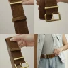 ceinture élégante en cuir suédé pour femmes, boucle en métal, taille haute, classique, vintage, large ceinture pour robe, jean et manteaux