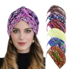 Turban indien à imprimé floral pour femme, style ethnique, vêtements de sauna, hijab musulman, bonnets, bonnet chimio, chapeau, couverture contre la perte de cheveux, écharpe de sauna ronde