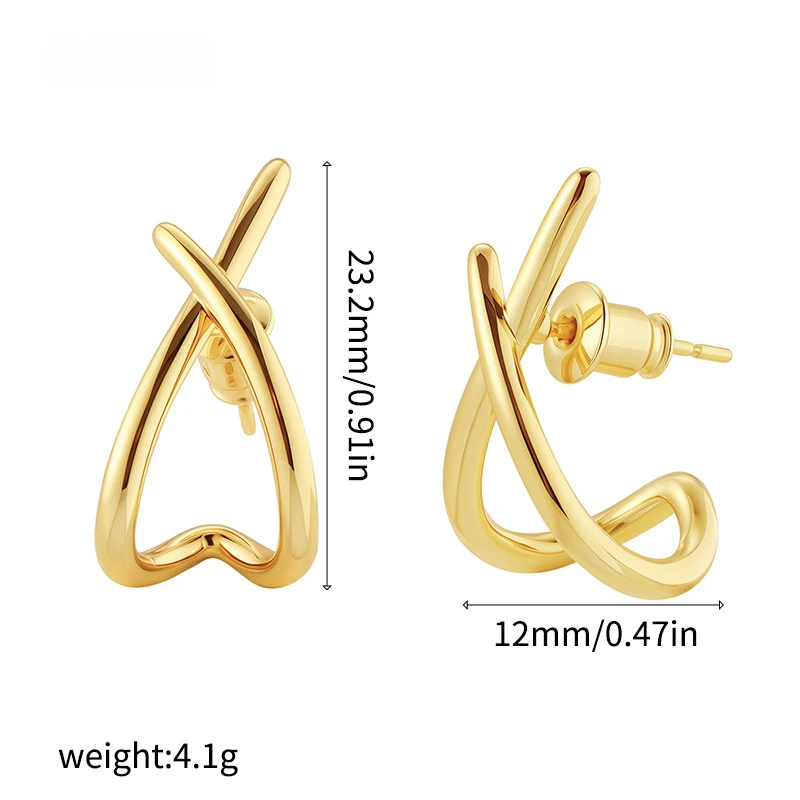 Boucles d'oreilles croisées en acier inoxydable pour femmes et filles, accessoires tendance, délicats, simples et minimalistes, bijoux de fête à la mode, cadeaux