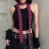 Écharpe rayée pour femmes, polyvalente et à la mode, style punk harajuku y2k gothique fille, sous culture millénaire, foulard décoratif