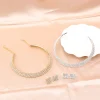 ensemble de bijoux de mariée, collier, bracelets, bague, boucles d'oreilles, super magnifique, luxe, brillant, à la mode, cadeau de fête, 4 pièces/ensemble