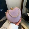 pochette de soirée pour femmes, sac à main brillant en forme de cœur, pochettes en métal, sac à bandoulière avec chaîne, sac à main de luxe pour dames