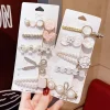 ensemble de pinces à cheveux en perles pour femmes, épingle à cheveux coréenne géométrique en cristal, étoile de mer, lune, papillon, barrettes, accessoires pour cheveux