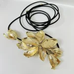 Longue ceinture tulipe dorée réglable, Vintage, alliage métallique, fleur, chaîne de taille, argent, ceinture exagérée, cadeau