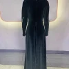 abaya robe trapèze en velours pour femmes musulmanes, caftan marocain, robe ramadan, maxi élégant, dubaï, printemps, automne, 2024