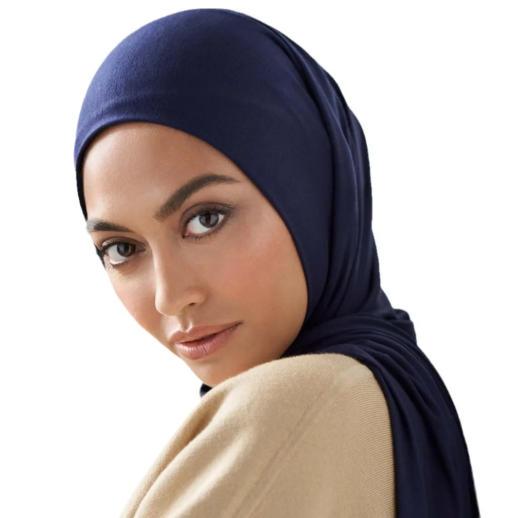 luxe doux mince musulman hijab écharpe femmes longue couleur unie tête enveloppement pour femmes hijabs foulards dames musulman voile jersey hijabs