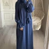 eid abaya avec écharpe hijab intégrée, fermeture éclair sur le devant, jilbab islamique, une pièce, robe pour femmes musulmanes, vêtements de prière, dubaï, ramadan