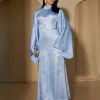 abaya robe musulmane de luxe en satin pour femme, caftan kebaya marocain, vêtement éducatif, 2024