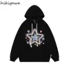 sweat à capuche japonais pour femme, streetwear brodé d'Étoiles, vêtements décontractés pour adolescents, harajuku, mode y2k pvd