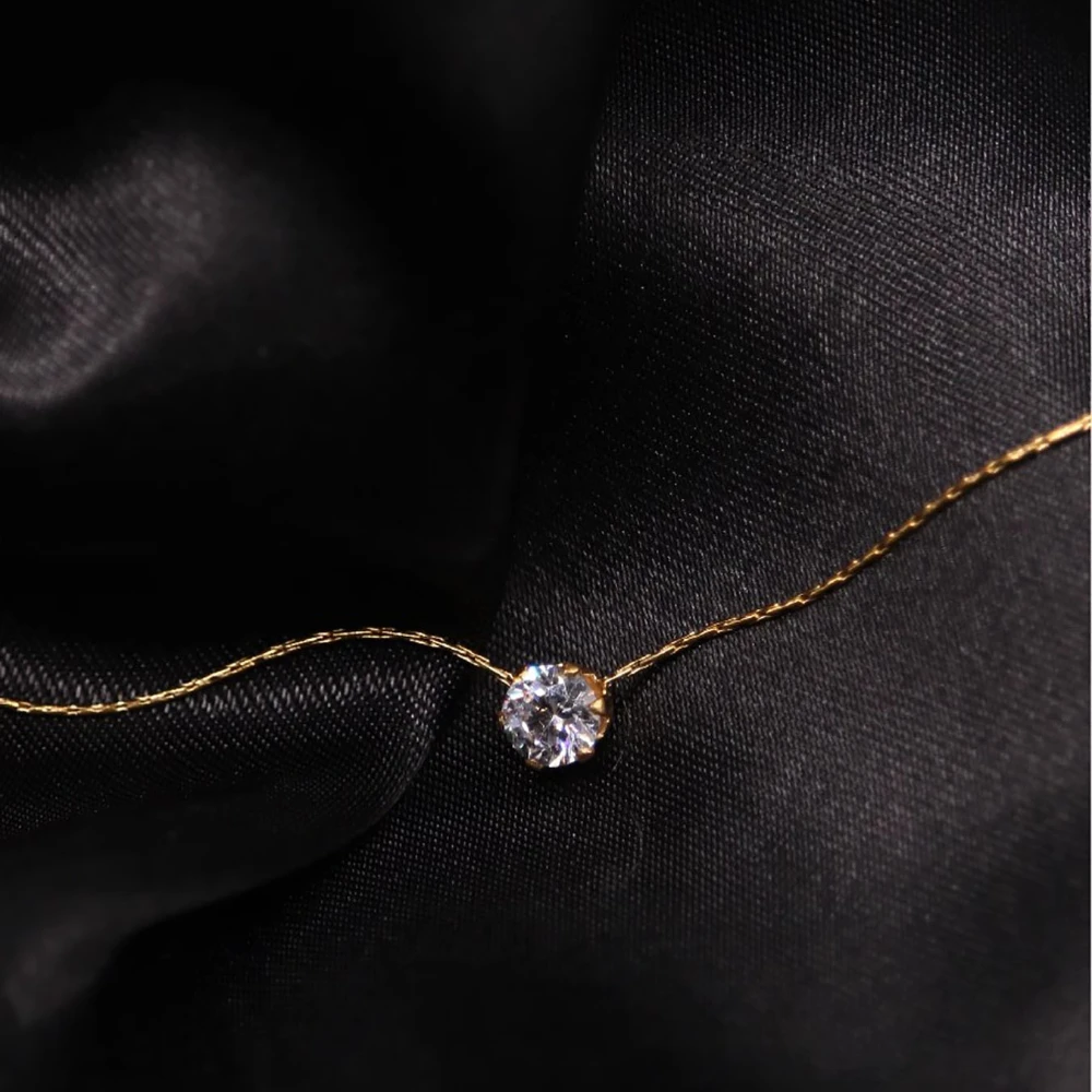 Collier rond en acier inoxydable plaqué or pour femmes, breloque minimaliste en Zircon, chaîne Anti-ternissement, pierre Cz transparente, bijoux pour femmes