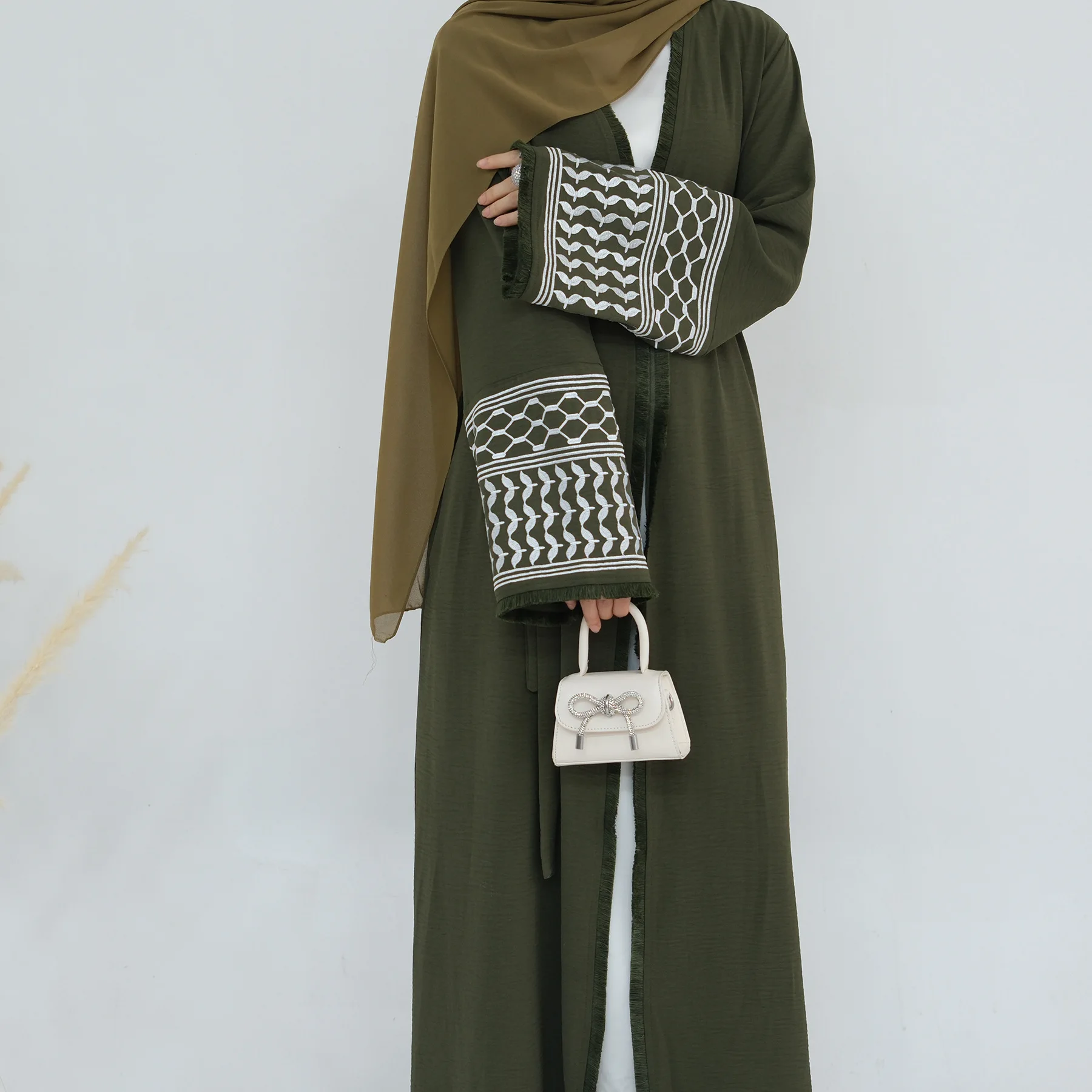 nouveau crêpe douce broderie palestine kefiyyeh ramadan gland dubaï abaya femmes costume de famille robe musulmane modeste islamique abaya