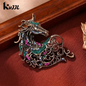 Broches de cheval en strass de luxe unisexe, Badge Animal rétro, cadeaux de fête, à la mode, accessoires de décoration pour vêtements