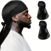Chapeau de Pirate Durag à longue queue soyeuse unisexe, Turban à la mode, casquette Bandana pour femmes et hommes, couvre-chef, accessoires pour cheveux Hijab ﻿