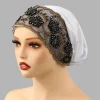 casquette turban en dentelle brodée de luxe pour femmes musulmanes, couvre tête en modal avec strass floraux, couvre chef islamique, bonnet féminin