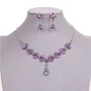 ensemble de bijoux en cristal brillant pour fête de mariage, boucles d'oreilles exquises en strass, collier goutte d'eau de luxe pour femmes