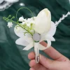 accessoires pour cérémonie, paquet de 2, 1 boutonnière pour hommes pour fleurs de bal, 1 décoration de corsage de poignet de demoiselle d'honneur de mariée