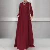 abayas vertes pour femmes musulmanes, caftan arabe, robes amples en coton et lin, vêtements à la mode, nouvelle collection 2025