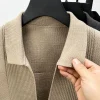 cardigan tricoté pour hommes, couleur unie, revers décontracté, manteau pour hommes d'âge moyen, pull, haut polyvalent, nouvelle collection automne