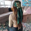 foulards en soie femmes marque de luxe été créateur de mode tête/écharpe de cheveux 90*90 cm hijab bandana cheveux foulard femme 90x90 cm