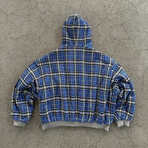 Gris décontracté printemps surdimensionné réversible sweats à capuche femmes hommes Streetwear vêtements à capuche avec doublure à carreaux sweat haut