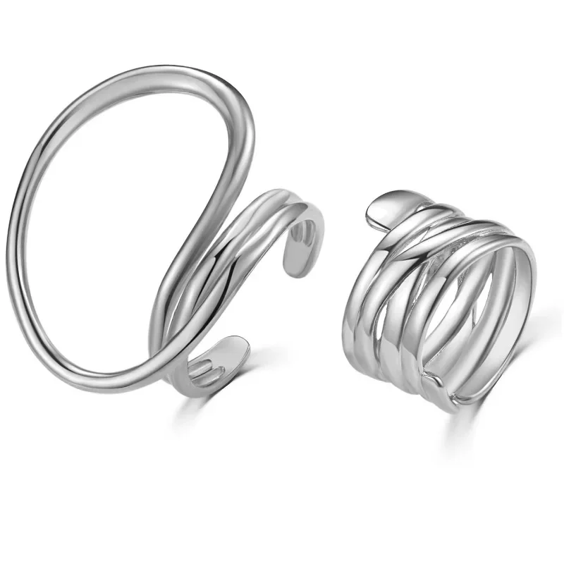 Ensemble de bagues massives pour femmes, couleur or, lignes uniques, grands anneaux, bijoux de doigt, bague géométrique Vintage déformée, cadeau d'anniversaire