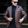 veste marron pour hommes vestes habillées manteaux d'affaires en cuir homme costumes et blazers premium haute qualité mode 2025 vêtements pour hommes