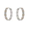 boucles d'oreilles en métal zircon, incrustation de couleur or et argent à la mode, bijoux pour filles, accessoires luxueux pour femmes, 2024