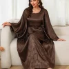 abaya à manches chauve souris marron islamique avec tissu à motif complexe, idéal pour un usage quotidien dans les États unis et les occasions islamiques formelles
