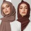 ensemble hijab en mousseline de soie avec bonnet sous marin assorti pour femmes, châle uni, jersey, casquettes modales intérieures, bandeau musulman, ensemble écharpe deux pièces, 2/pièces