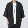 Kimono hommes cape Kimono Para Hombre manteau noir cape blanche chemise de plage été Haori hommes unisexe samouraï vêtements hommes japonais
