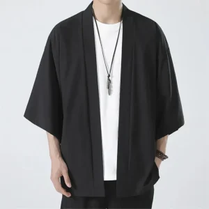 Kimono hommes cape Kimono Para Hombre manteau noir cape blanche chemise de plage été Haori hommes unisexe samouraï vêtements hommes japonais
