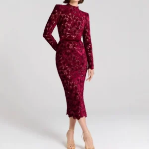 Robe de soirée brodée élégante à manches longues pour femmes, nouveau Style, mode transfrontalière, moyen-orient, asymétrique, automne hiver