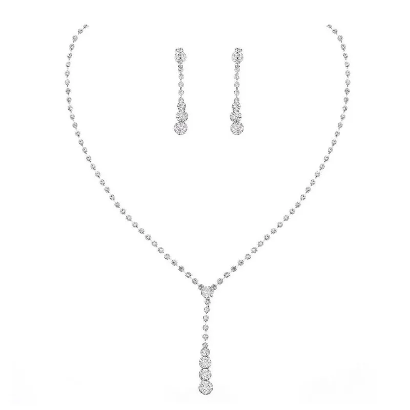 Ensemble de bijoux minimaliste haut de gamme, collier pour femmes, boucles d'oreilles, ensemble deux pièces, chaîne de clavicule à la mode et luxueuse