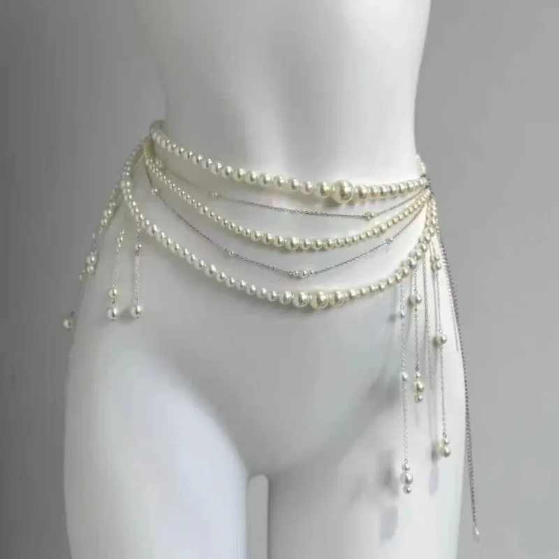 Y2K – ceinture de styliste multicouche en perles pour femmes, chaîne de taille, mode caractère rétro, vêtements de jeu, accessoires, ceintures de fête