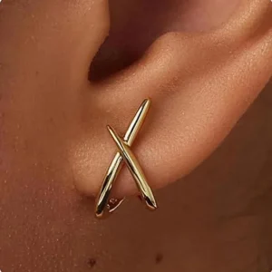 Boucles d&rsquo;oreilles croisées en acier inoxydable pour femmes et filles, accessoires tendance, délicats, simples et minimalistes, bijoux de fête à la mode, cadeaux