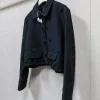 manteau court à paillettes pour femmes, décoration florale, col peter pan, veste noire à simple boutonnage ou mini jupe féminine