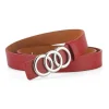 ceinture en cuir pu pour femmes, 1 pièce, mode argent, boucle à trois cercles, polyvalente, personnalisée, associée à des jeans, nouvelle collection