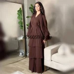Mousseline de soie Abaya Kimono dubaï musulman Cardigan couches Abayas femmes Robe décontractée femme Islam vêtements avec ceinture Abaya tenues arabes