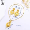 as00048 collier en forme d'olive plaqué or 24 carats pour dames, bijoux de dubaï, boucles d'oreilles géométriques, boule ronde, moyen orient, élégant, fleur, à la mode, ensemble de mariage 2 pièces