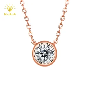 M-JAJA 1ct lunette Moissanite pendentif collier diamant collier pour femmes 18K plaqué or Rose S925 argent clavicule chaîne bijoux