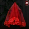 robe de mariée rouge classique, voile simple en dentelle, couvre chef pour mariée, une couche, pour femmes et filles, broderie florale
