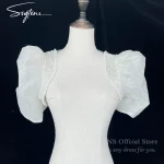 Robes de mariée de luxe à paillettes, manches courtes bouffantes, accessoires de mariage, couverture boléro, manches d&rsquo;épaule personnalisées pour femmes