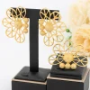 Ensembles de bijoux de dubaï pour femmes, boucles d&rsquo;oreilles géométriques couleur or, bague ajourée, accessoires de mariage de luxe africains, cadeaux d&rsquo;anniversaire