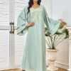 abaya robe longue arabe avec perles pour femme, tenue de soirée musulmane, caftan jalabiya, dubaï, maroc, educatif, ramadan, eid