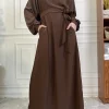 robe musulmane à manches longues abaya style simple vêtements pour femmes couleur unie golfe abayas robe saoudienne islamique robes de ramadan pour eid